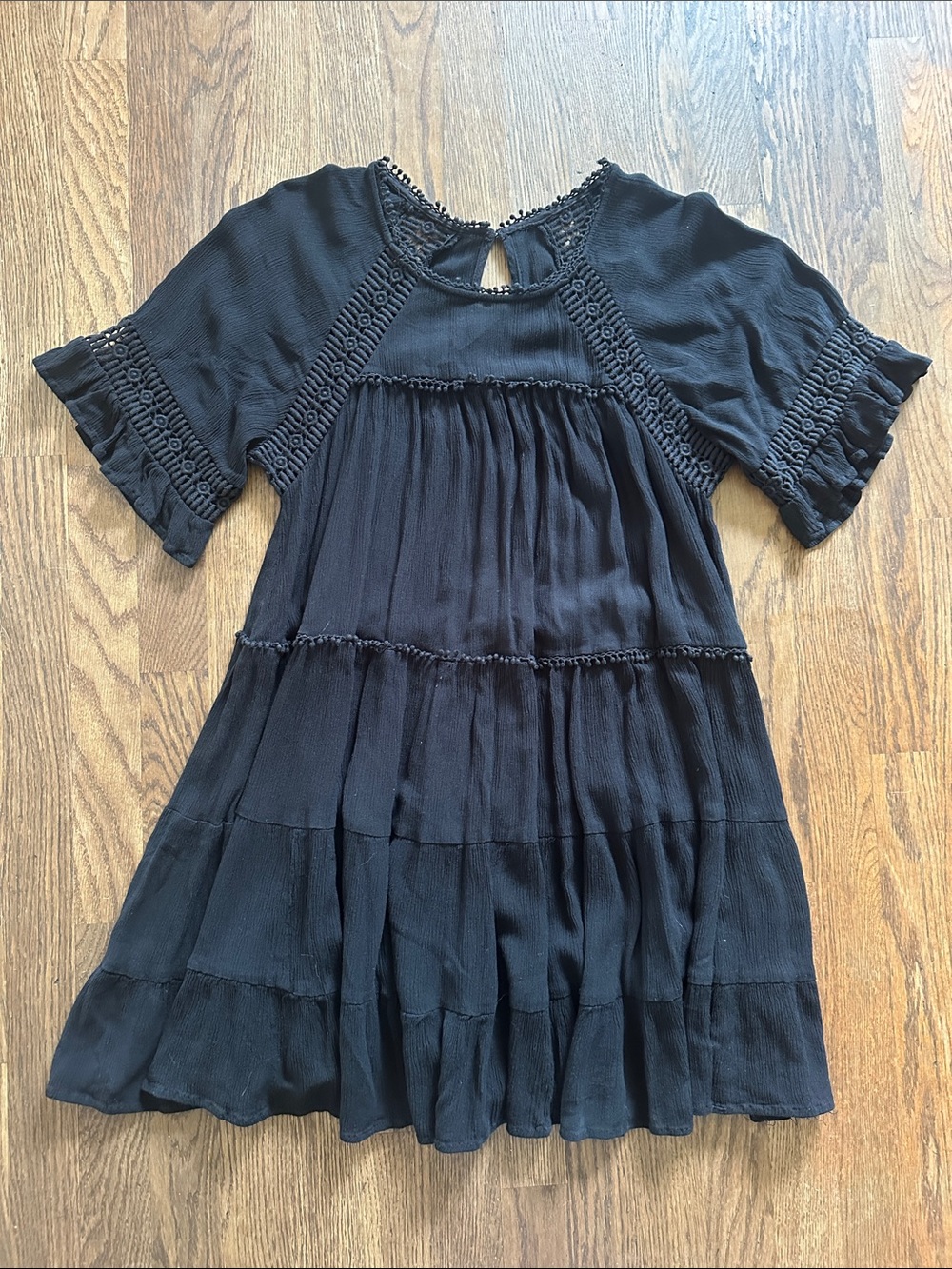 Patrons of Peace Black Tiered Ruffle Mini Dress